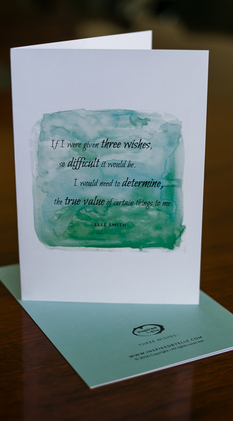 Three Wishes Card Luxury Poetry Card Poem by Elle Smith Inspired By Elle Birthdays Get Well Soon or Anniversary card
