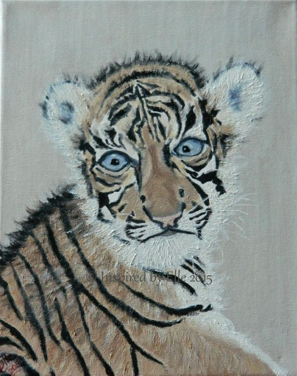 Animal Art Painting Endangered Species The Sumatran Tiger Cub oil paints Elle Smith Inspired By Elle