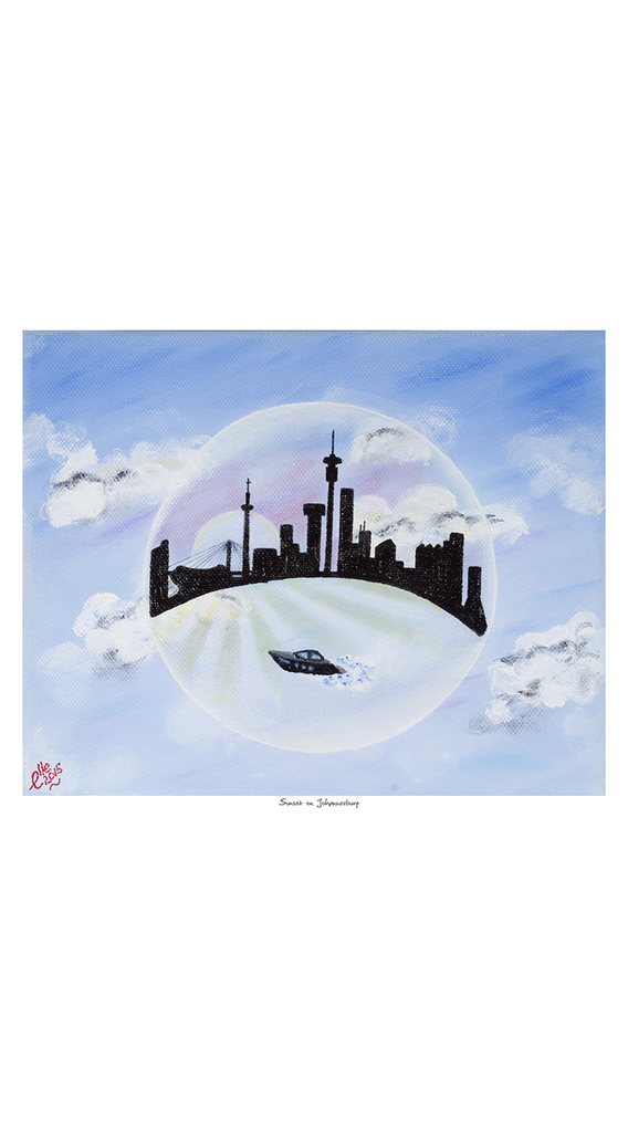 Limited Edition Giclee Print Elle Smith Sunset on Johannesburg Bubble Art Inspired By Elle