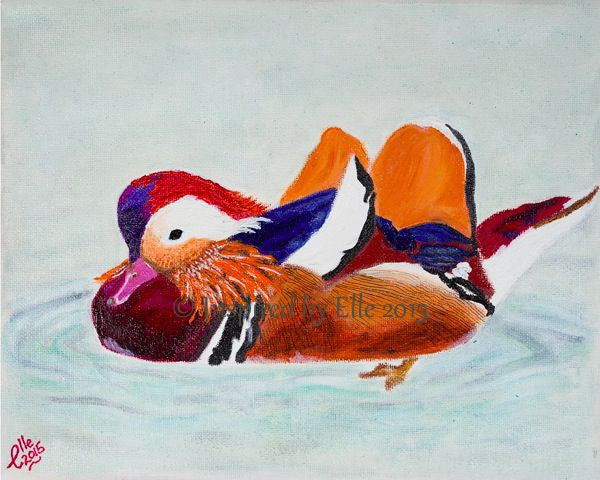 Endangered Animal Art Painting Colourful The Mandarin Duck oil paints Elle Smith Inspired By Elle