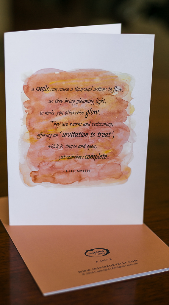 A Smile Poem Luxury Greeting card Birthdays Elle Smith Inspired By Elle