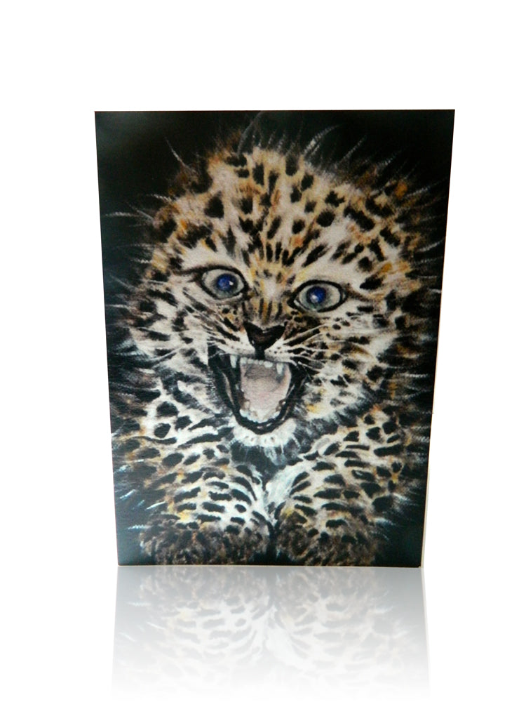 Luxury Greeting Card featuring Amur Leopard Animal Art by Elle Smith