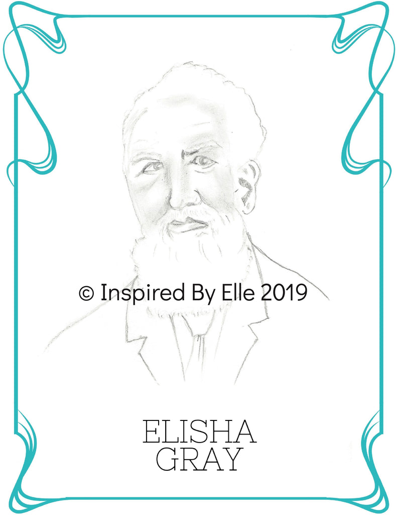 Colour Us Back from History Men - Image sketch of Elisha Gray by Elle Smith 