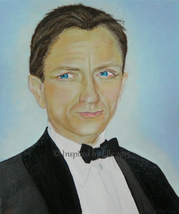 Male Portrait Painting Secret Agent by Elle Smith Inspired By Elle