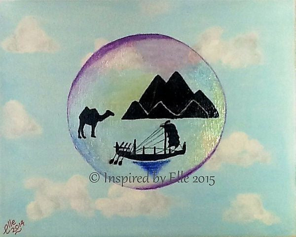 Egypt in a Bubble art painting by Elle Smith bubble art Inspired By Elle
