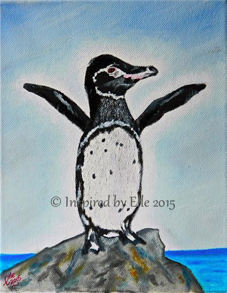 Animal Art Painting The Galapagos Penguin oil paint Elle Smith endangered species Inspired By Elle