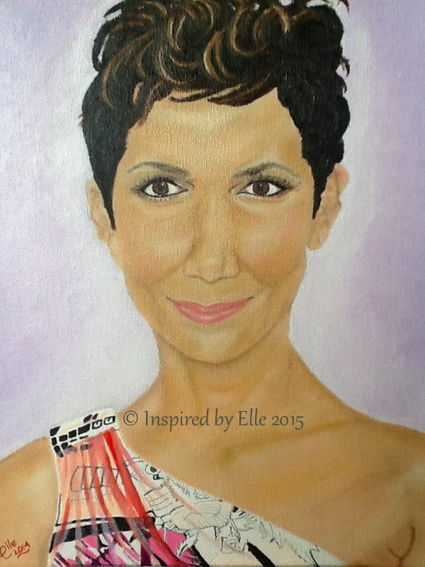 Halle Berry Female Celebrity Portrait Art Painting Inspired by Elle Smith Beautiful Woman Portrait