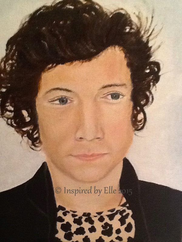 Harry Styles Inspired Male Celebrity Portrait Art Painting Elle Smith Inspired by Elle