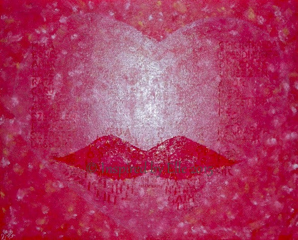 Love in any Language Lips Love Conceptual Art painting Valentines Red Inspired By Elle Smith Oil Painting