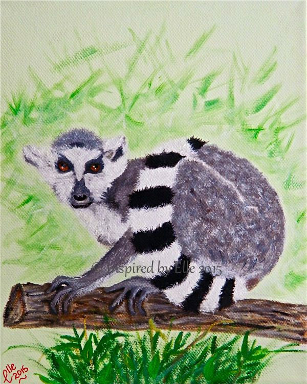 Animal Art Painting Ring Tailed Lemur of Madagascar oil painting Elle Smith endangered species Inspired By Elle