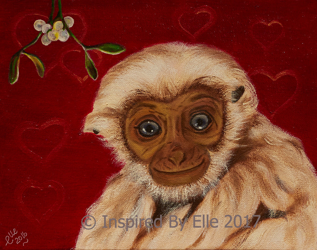 Pileated Gibbon Oil Painting Endangered  Species Animal Art Painting Inspired by Elle Smith