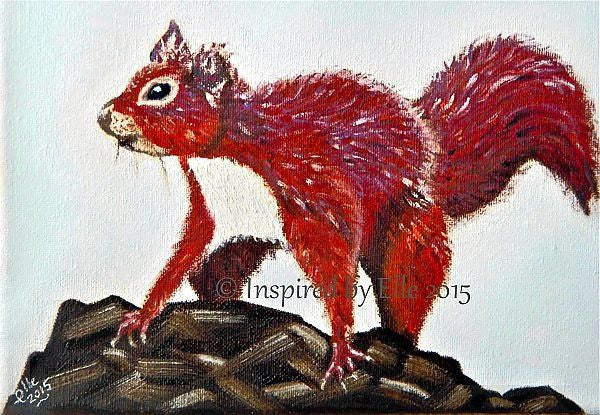 Animal Art Painting The Red Squirrel oil paints Elle Smith endangered Inspired By Elle