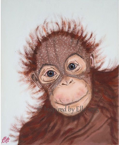 Animal Art Painting The Sumatran Orangutan oil paints endangered species Elle Smith Inspired By Elle