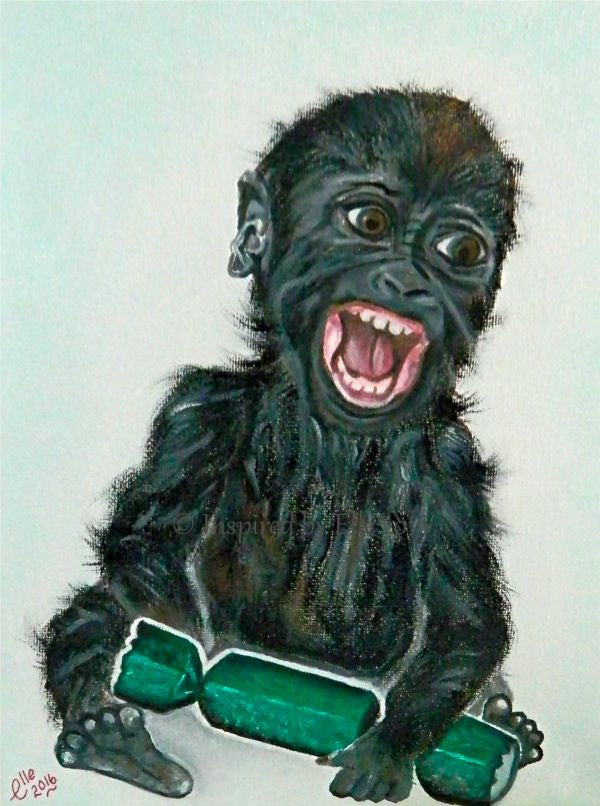 animal art painting western lowland gorilla endangered species oil paints Elle Smith Inspired By Elle