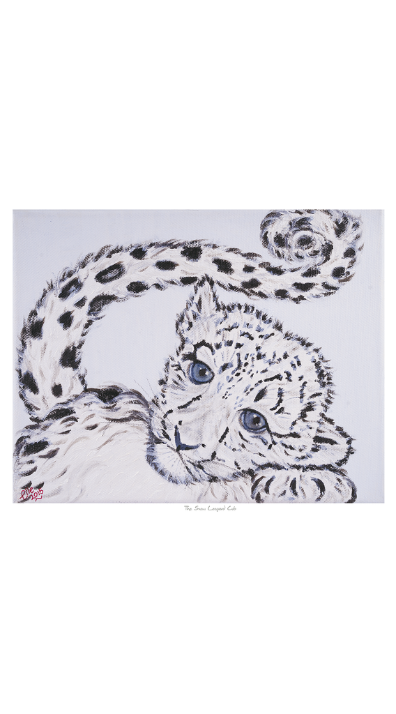 Limited Edition Giclee Print Snow Leopard Cub endangered species animal art print Elle Smith Inspired By Elle