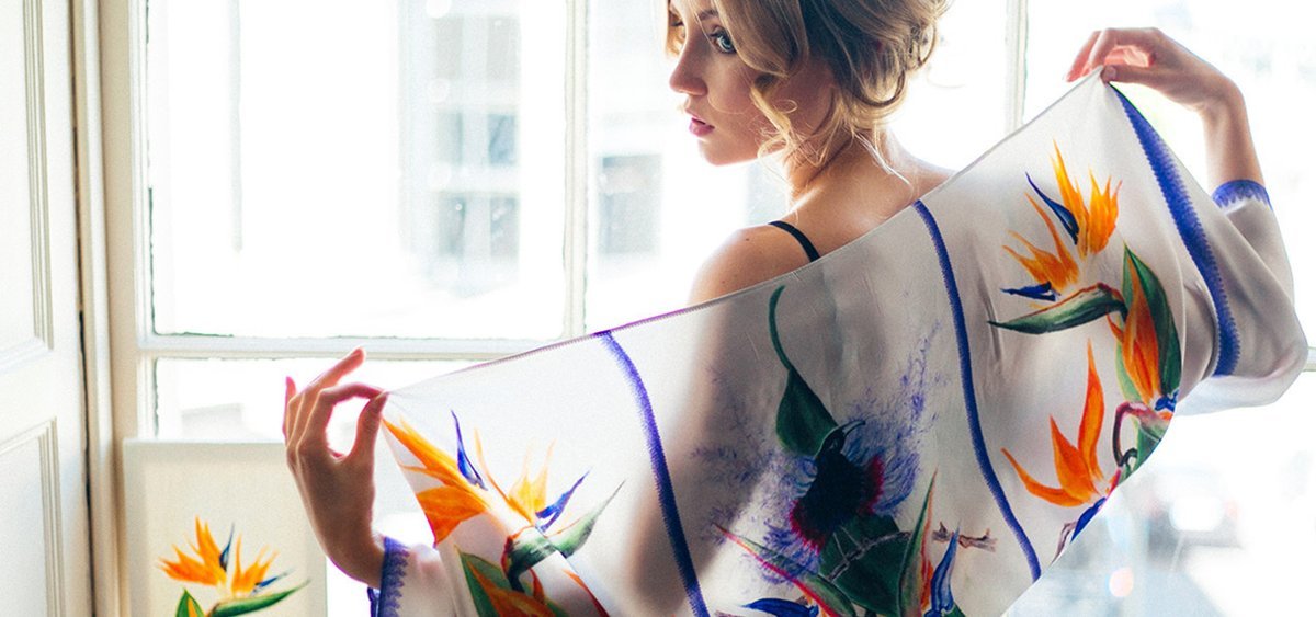 Silk Bolero Scarf Bird Of Paradise by Elle Smith Fashion